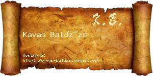 Kavas Balázs névjegykártya